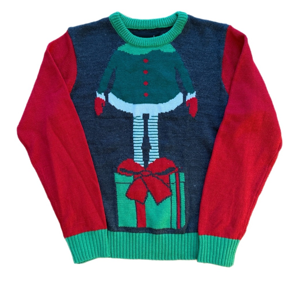 American Stitch Red and Green Holiday Crewneck Sweater